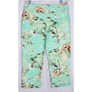 Soft Surroundings Paloma Palm Floral Tropical Pull On Pants NWOT Seafoam Green L